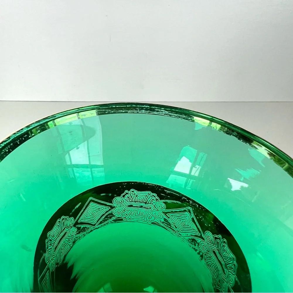 Vintage Goblet 3pc Set Emerald Green 24k Gold Plated Italian Style Wine Glass
